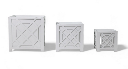 White Chippendale Planter