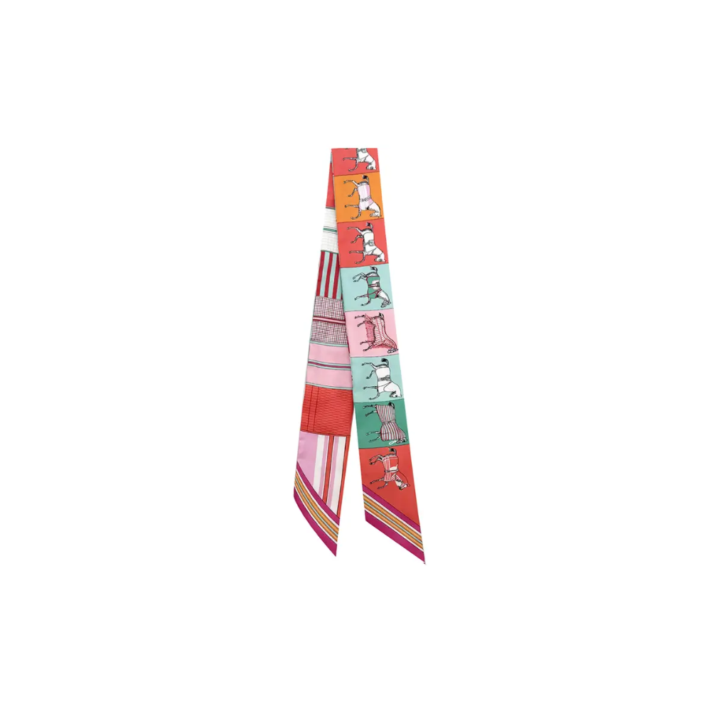 Scarlett Scarf Necklace ~ Multi Color Horse Pattern with White Heart