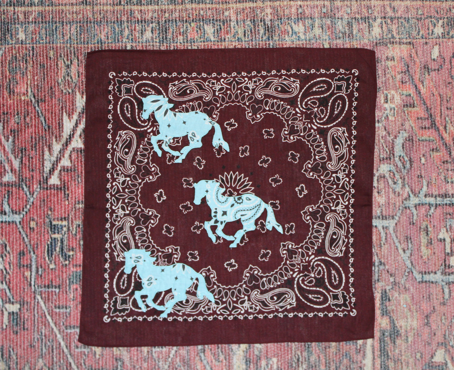 Wild Horses Embroidered Bandana