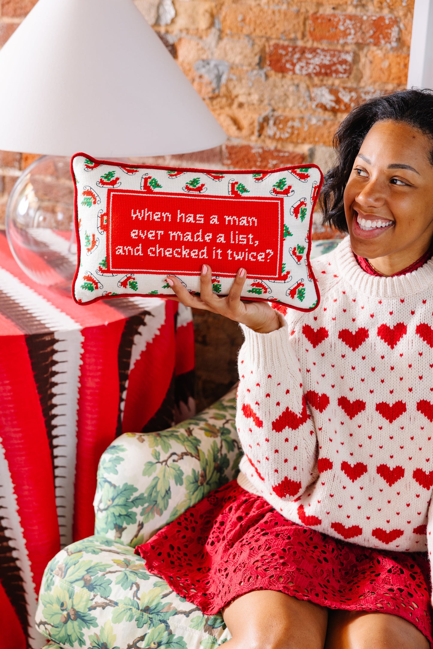 Check it Twice Needlepoint Pillow