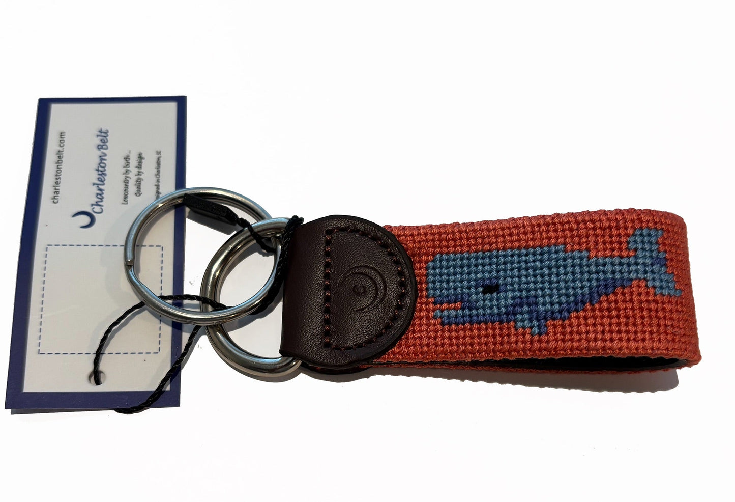 Key Fob - Sperm Whale Hand-stitched Needlepoint