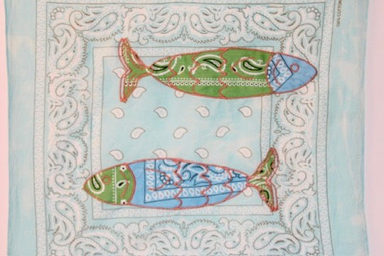 Double Fish Embroidered Bandana