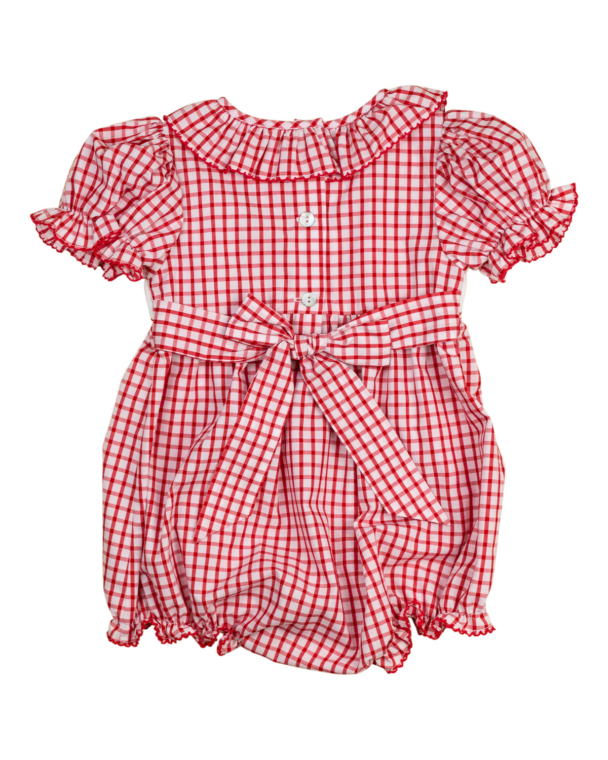 School Supplies Smocked Red Windowpane Girl Bubble- FINAL SALE