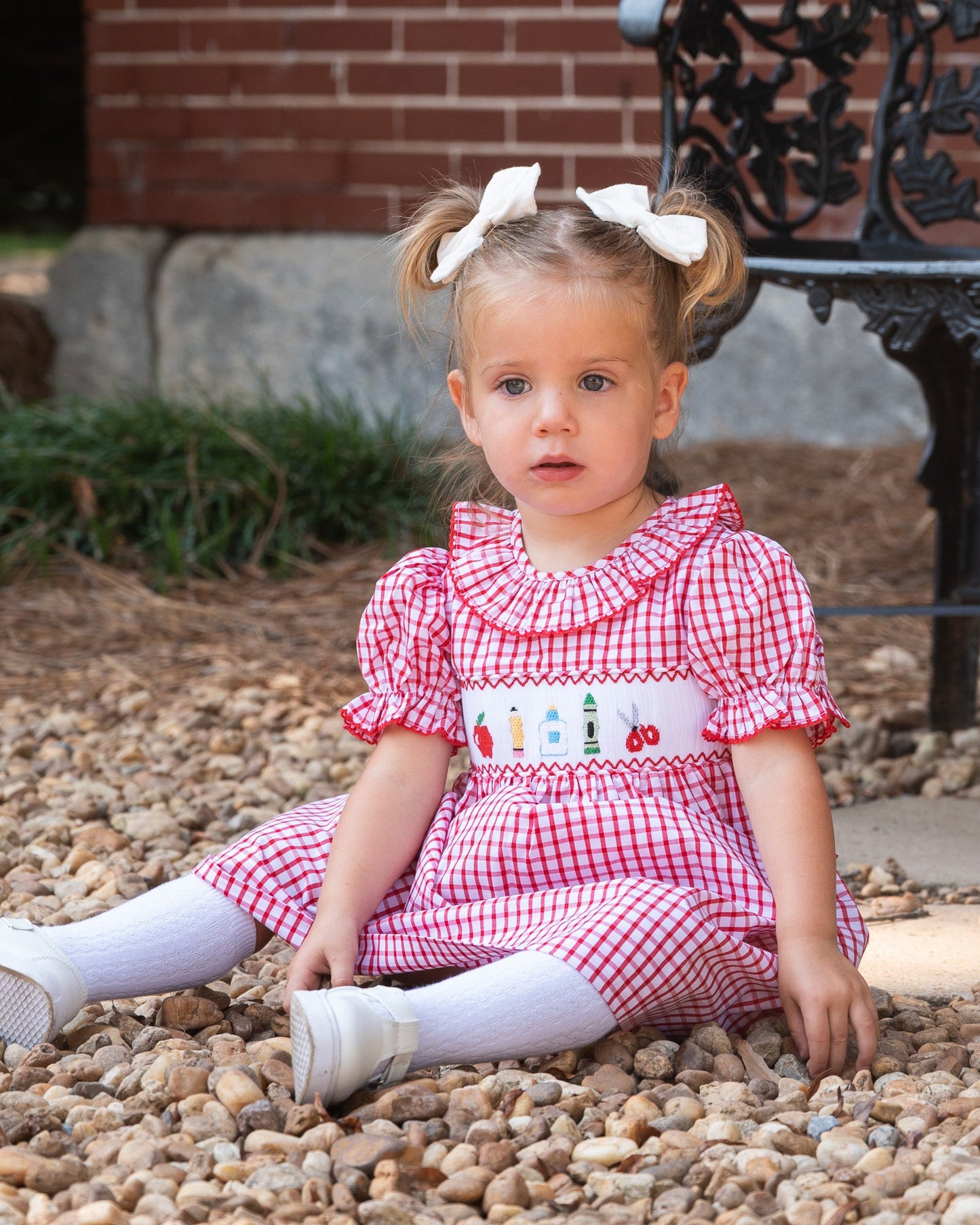 School Supplies Smocked Red Windowpane Dress- FINAL SALE