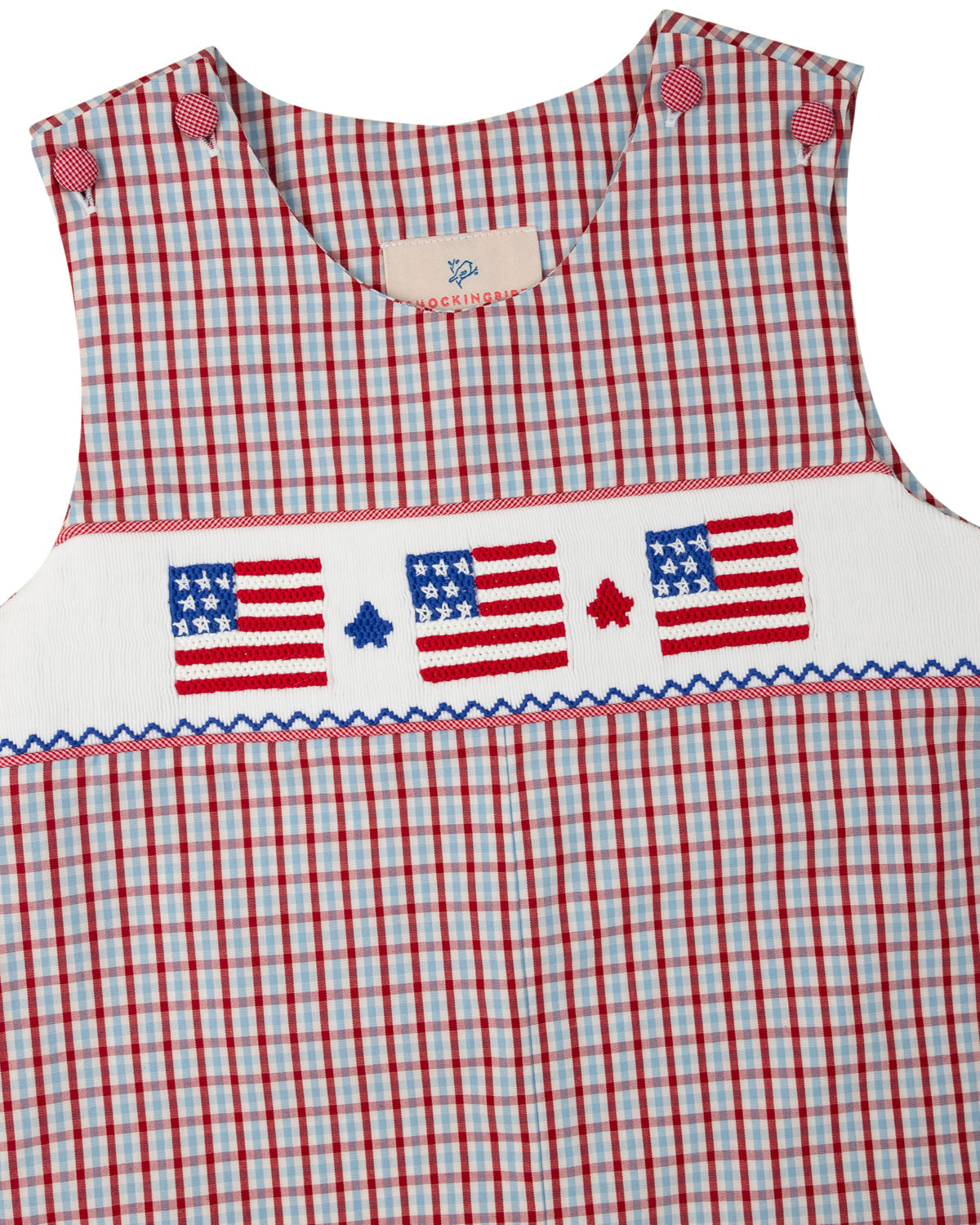 Flags Smocked Checked Shortall- FINAL SALE
