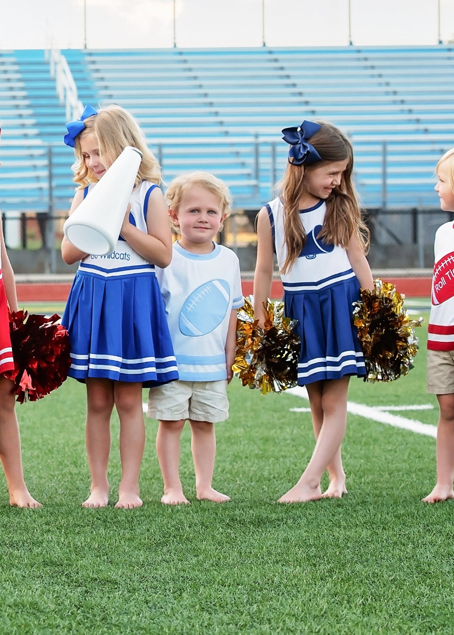 Go! Fight! Win! Baby Blue Football Appliqué Shirt