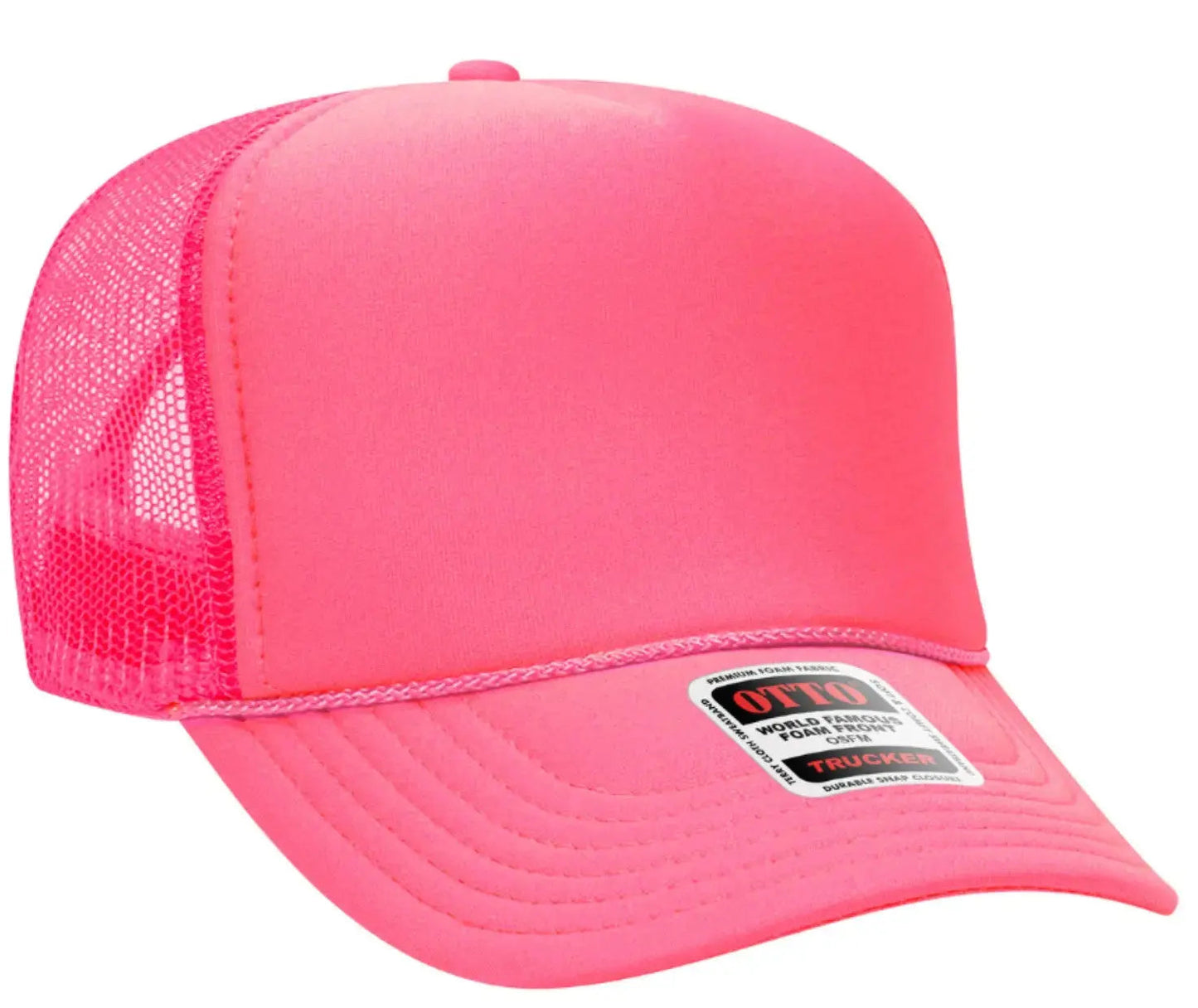 Hot Mess Neon Pink Design Adult Otto Foam Trucker Hat