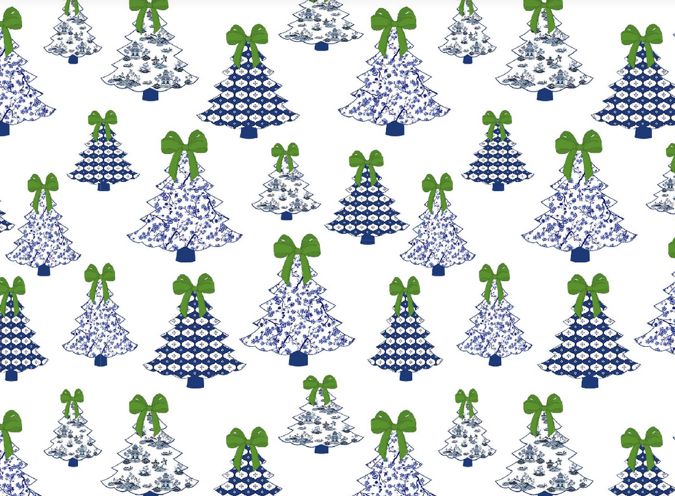 Christmas Tree with Green Bow Wrapping Paper