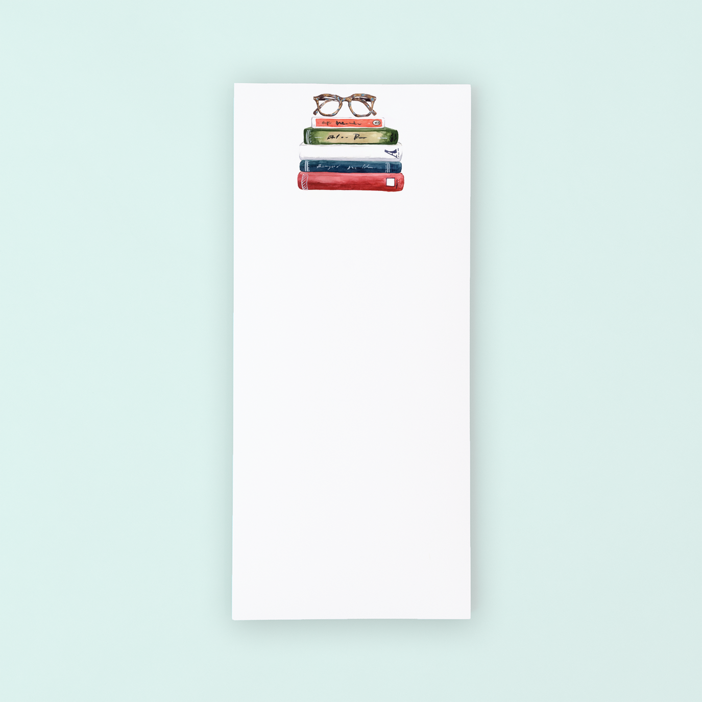 Book Stack with Glasses Lists Pad