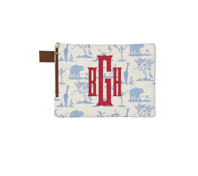 Zoo Toile Zipper Pouch