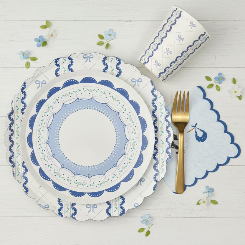 Blue Coquette Dessert Plates 8"(Set of 8)