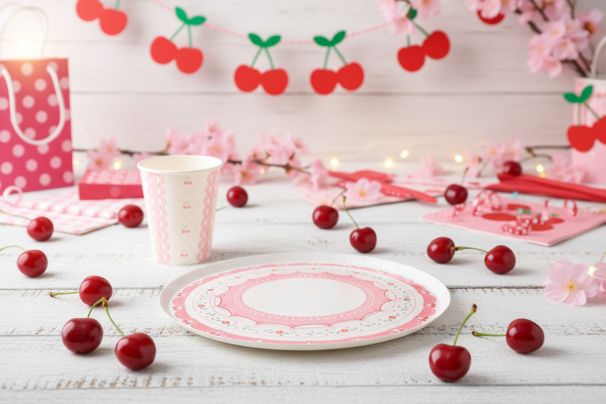 Cherry Coquette Dessert Plates 8" (8 pack)