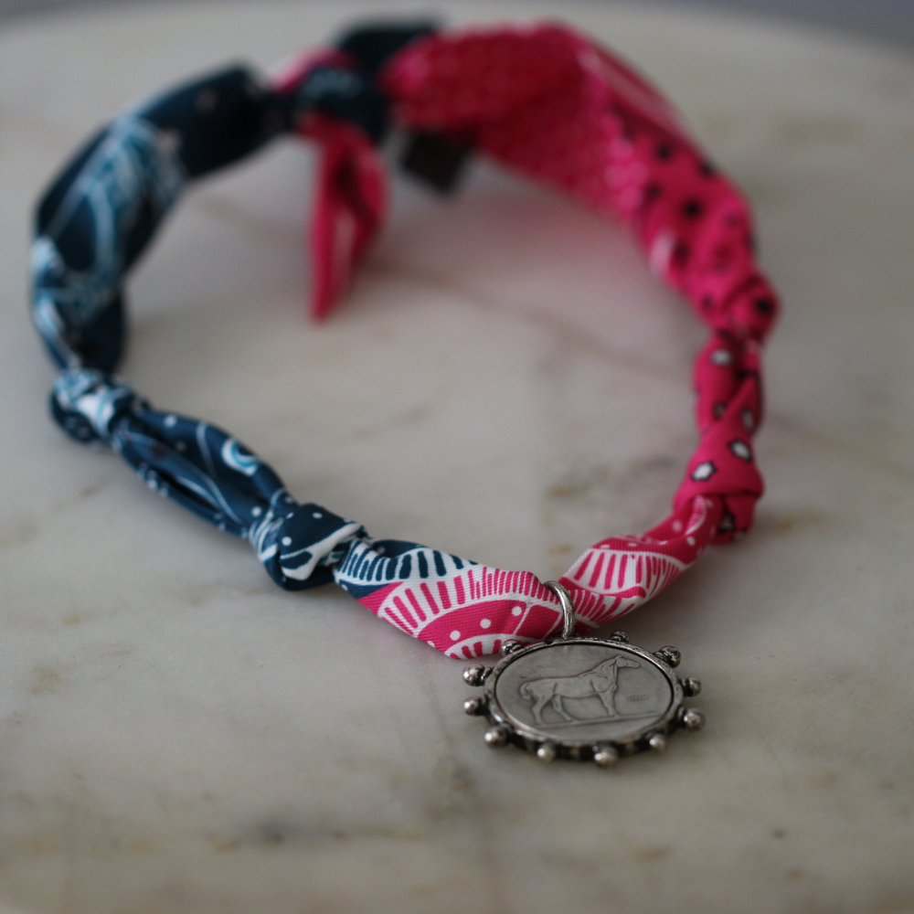 Rodeo Scarf Necklace with Horse Pendant Charm