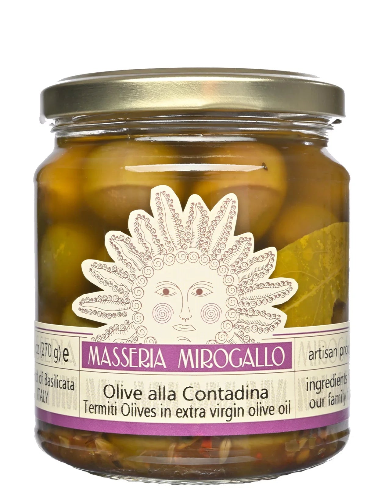 Termiti Olives in Extra Virgin Olive Oil Produced by: Masseria Mirogallo in Basilicata, Italy