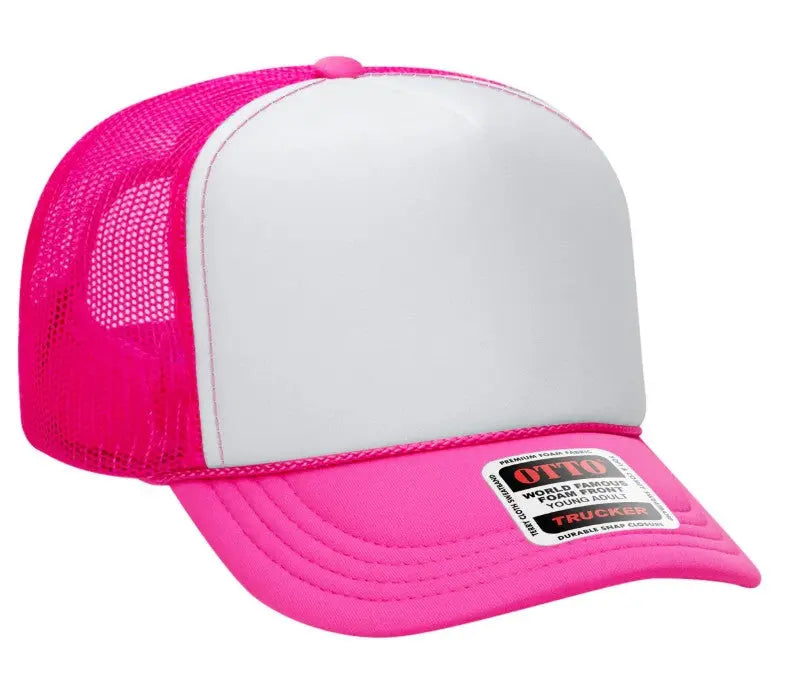 It's River Time Neon Pink Design Adult Otto Foam Trucker Hat