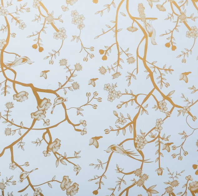 Pale Blue with Gold Chinoiserie gift wrap