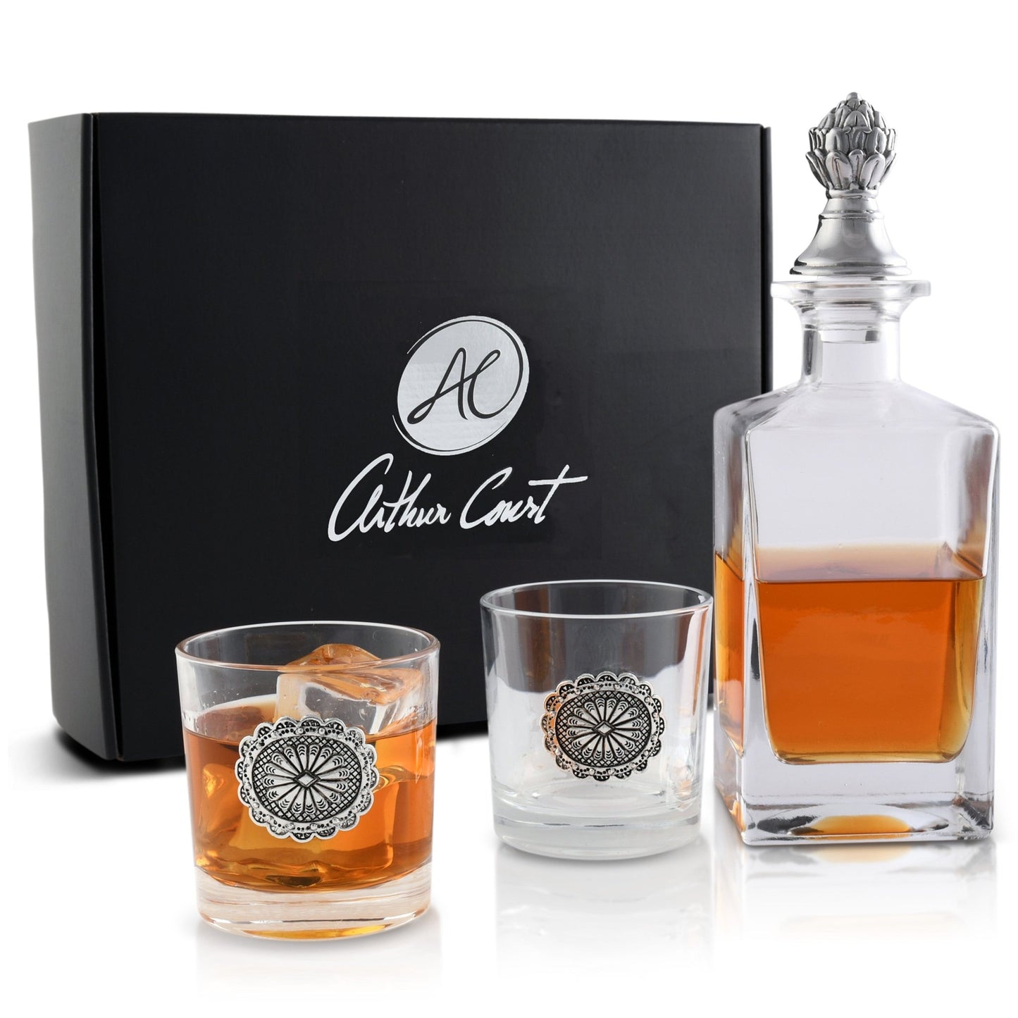 Western Concho Decanter Set with Glasses - themonogram manor