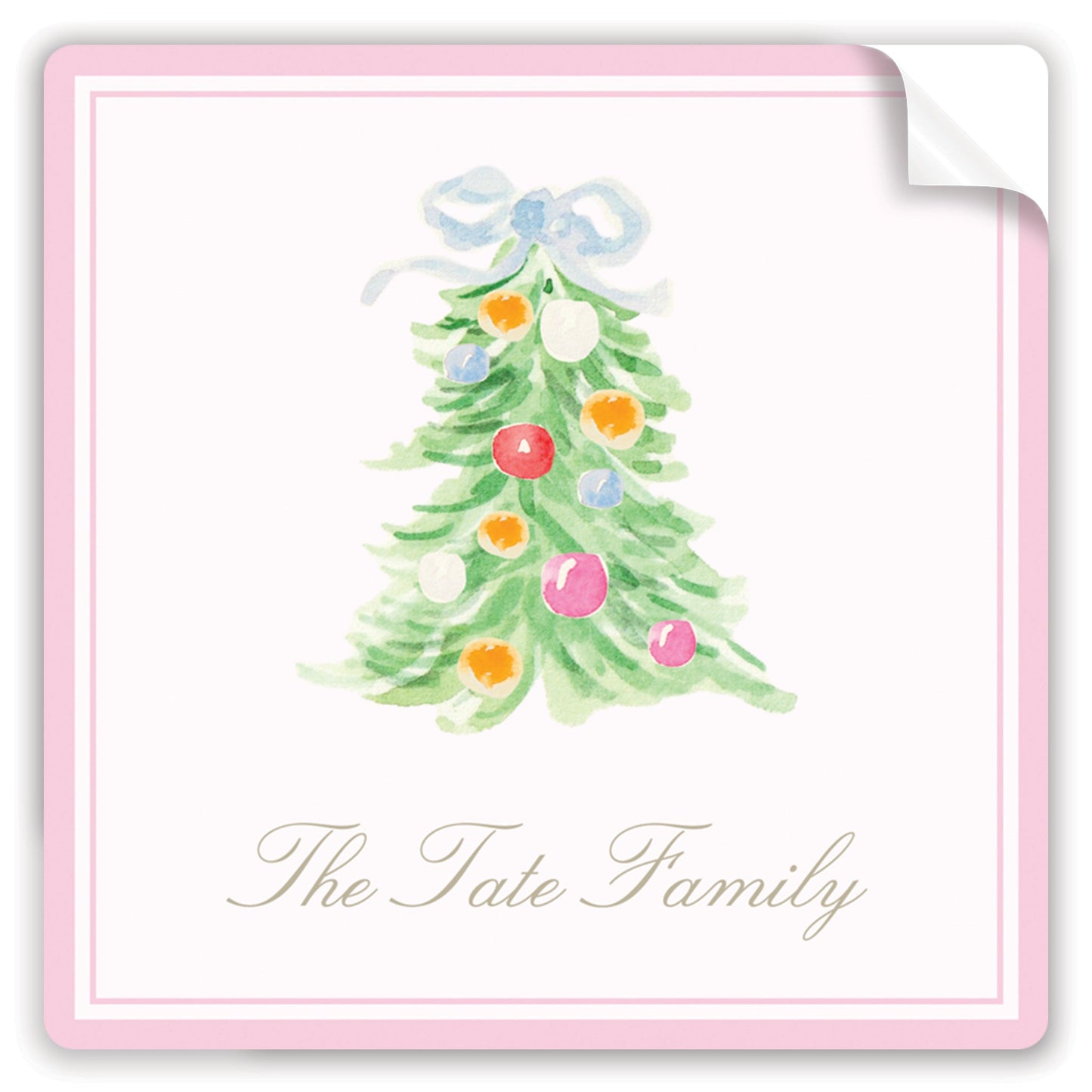 oh, christmas tree pink holiday stickers - themonogram manor