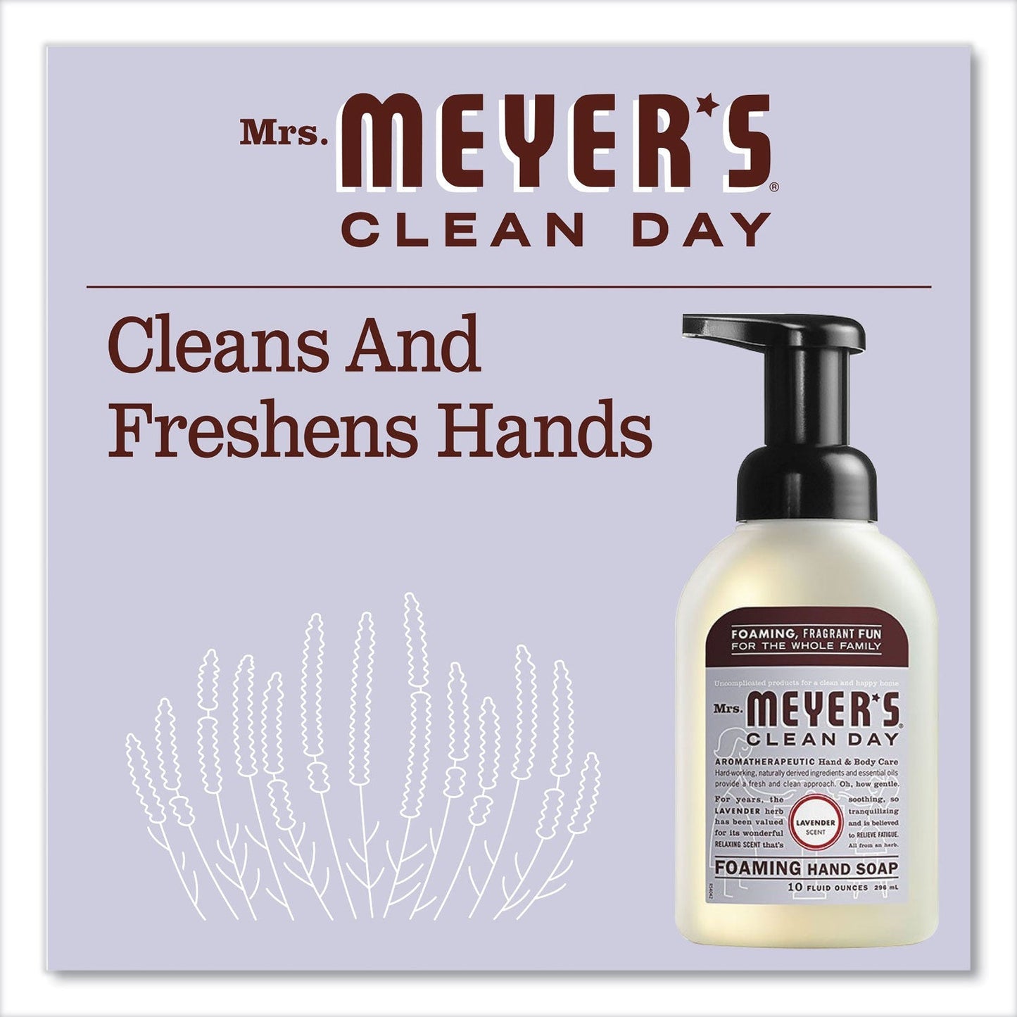 Mrs. Meyer's Foaming Hand Soap, Lavender, 10 oz, 6/Carton - themonogram manor