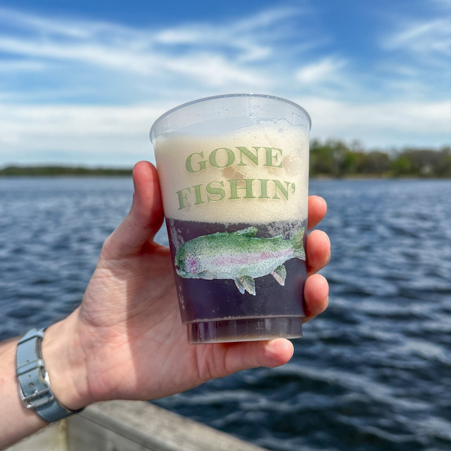 Gone Fishing Frosted Cup - themonogram manor