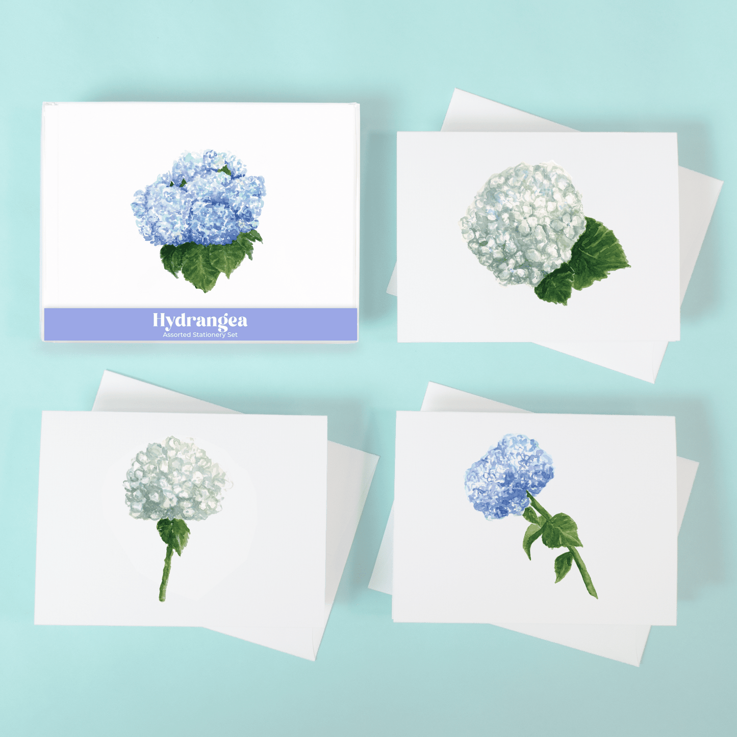Hydrangeas Assorted Stationery Set - themonogram manor