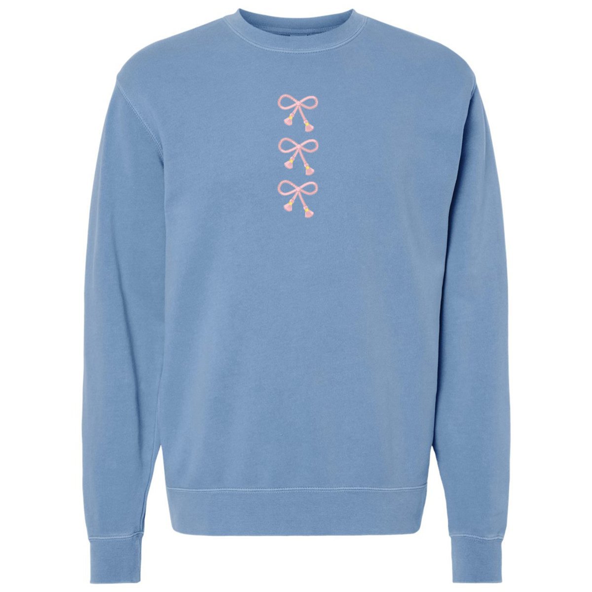 Embroidered Tasseled 'Bows' Cozy Crew - themonogram manor