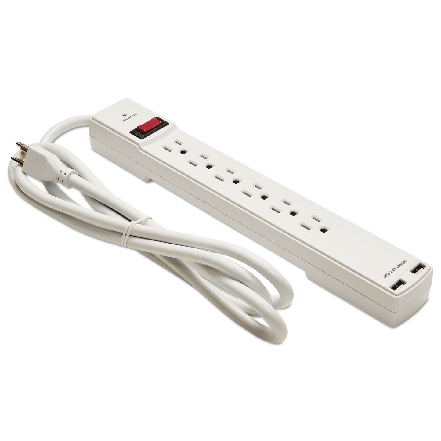 Innovera Surge Protector, 6 AC Outlets/2 USB Ports, 6 ft Cord, 1,080 J, White - themonogram manor