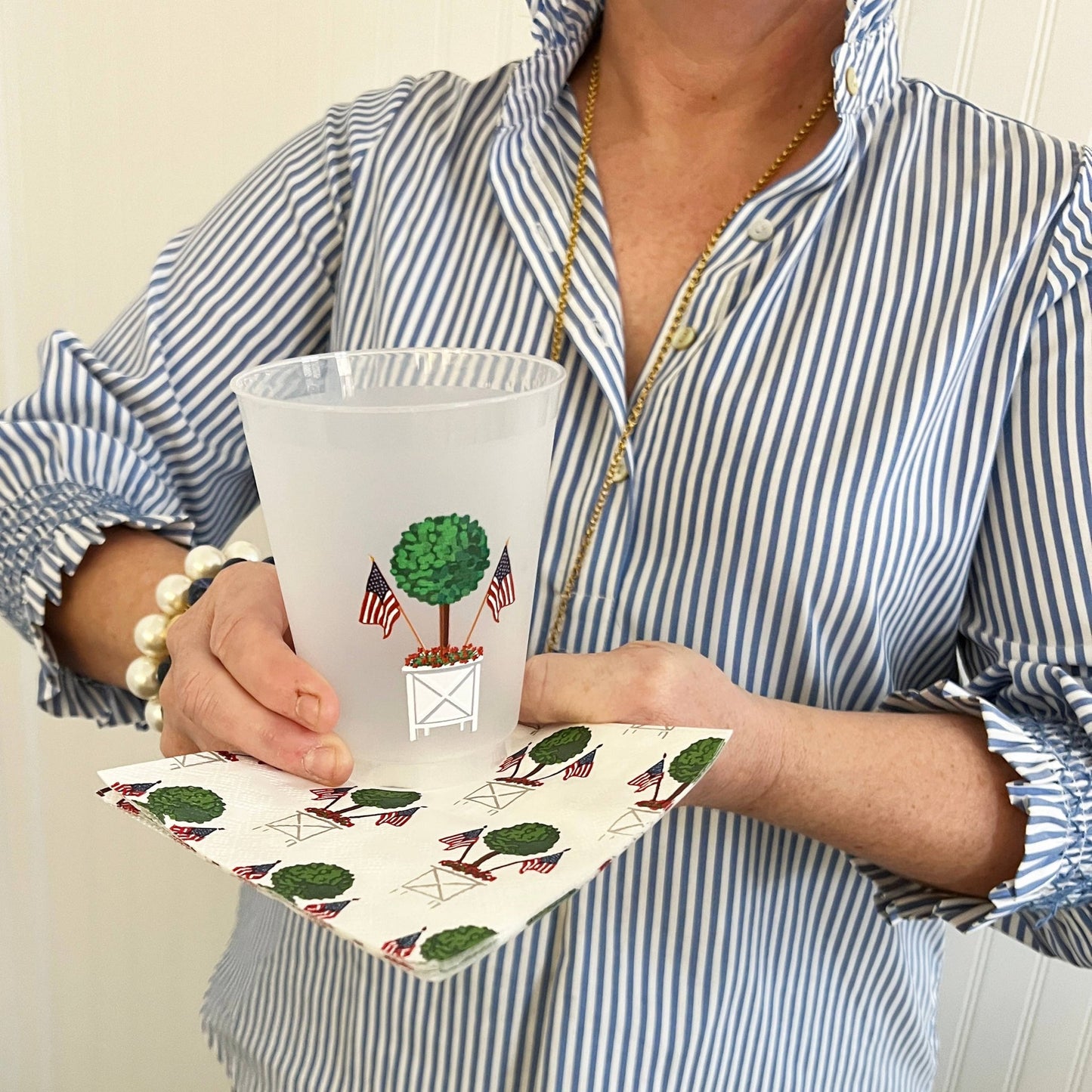 Patriotic Topiary Shatterproof Cups - USA - themonogram manor