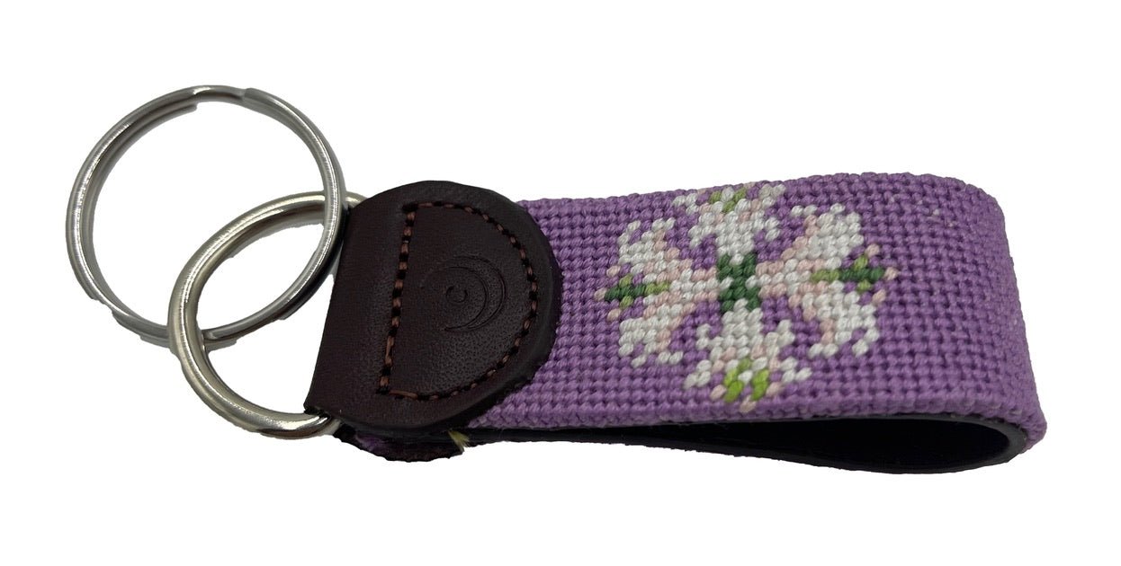 Key Fobs - Lily Flower Hand - stitched Needlepoint - themonogram manor