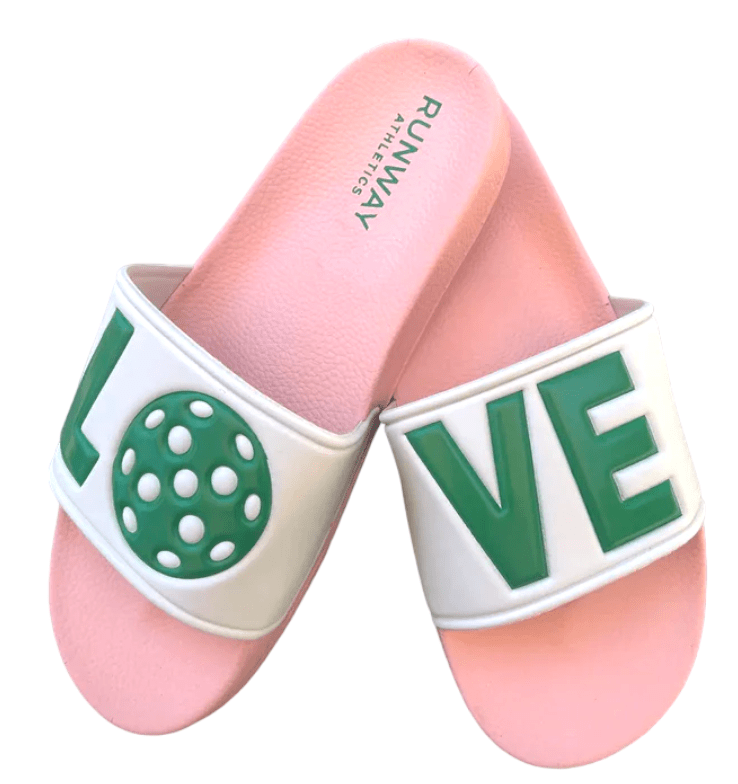 Pickleball Slides - Pink, Green & White - themonogram manor