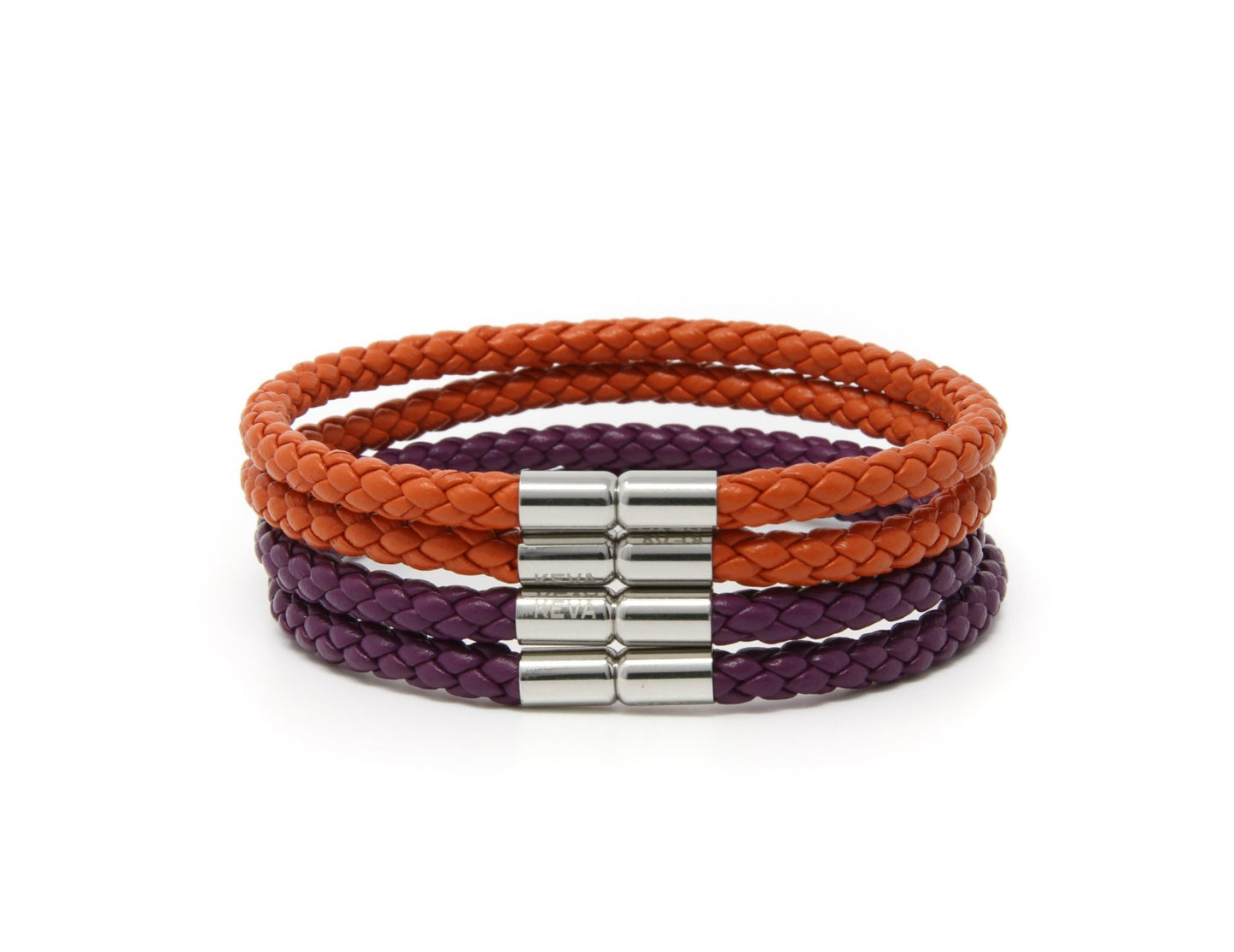 Orange and Purple Braided Bracelet - set of 4 - themonogram manor