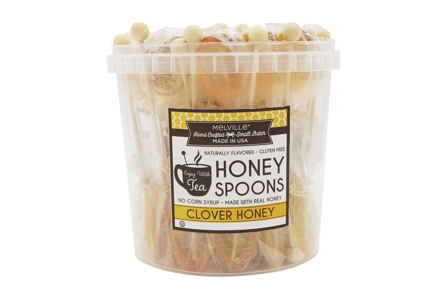 Melville Honey Spoons, Clover Lollipops, 50ct Tub - themonogram manor
