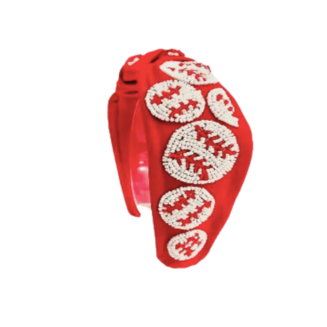 Baseball Knot Headband - Red - themonogram manor