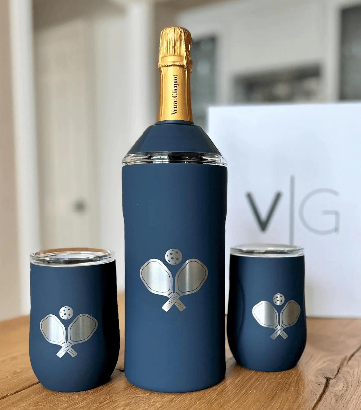 Limited Edition Pickleball Wine Set In Navy - themonogram manor