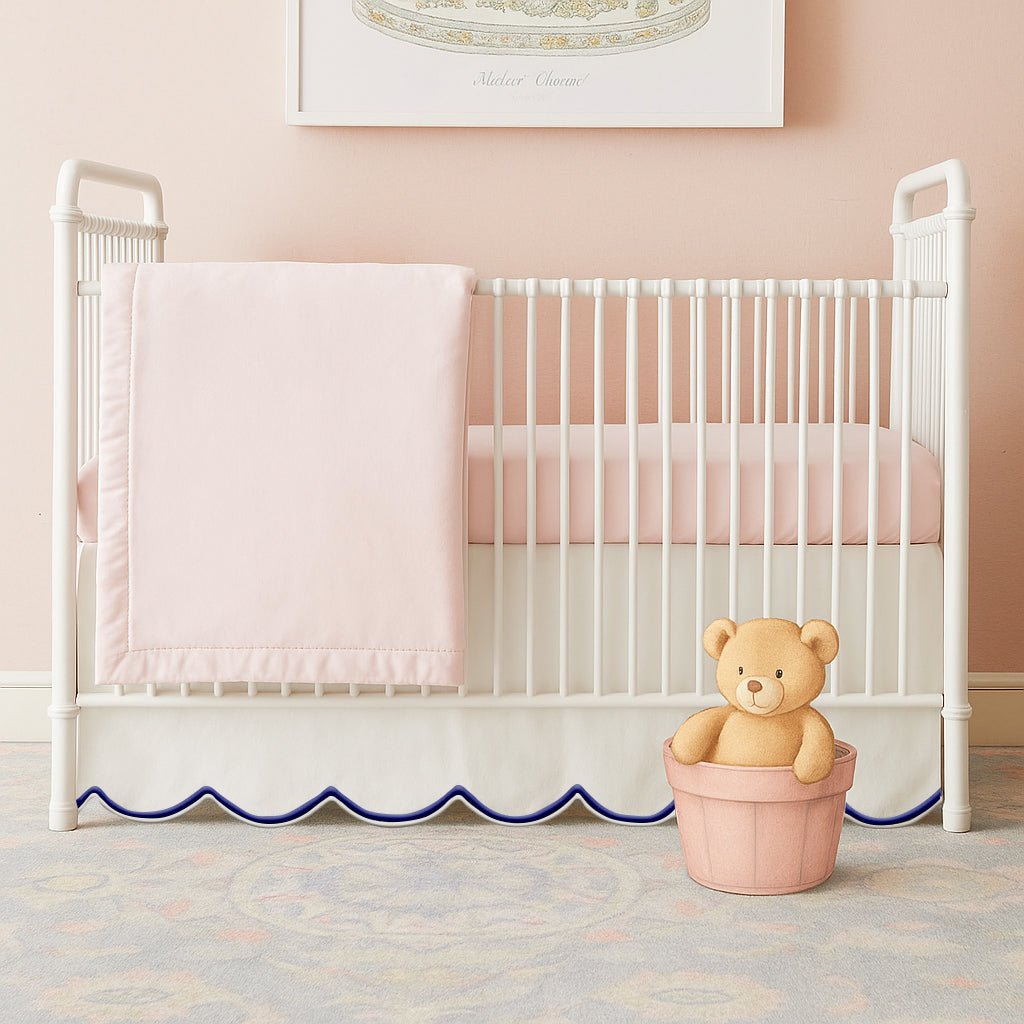 Scallop Embroidery Cotton Crib Skirt - themonogram manor