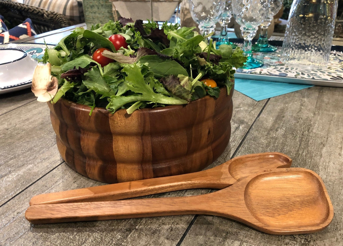 Large Salad Bowl with Servers - 330B3 - themonogram manor