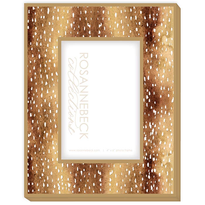 Brown Axis Deer Hide 4x6 Frame Gold - themonogram manor