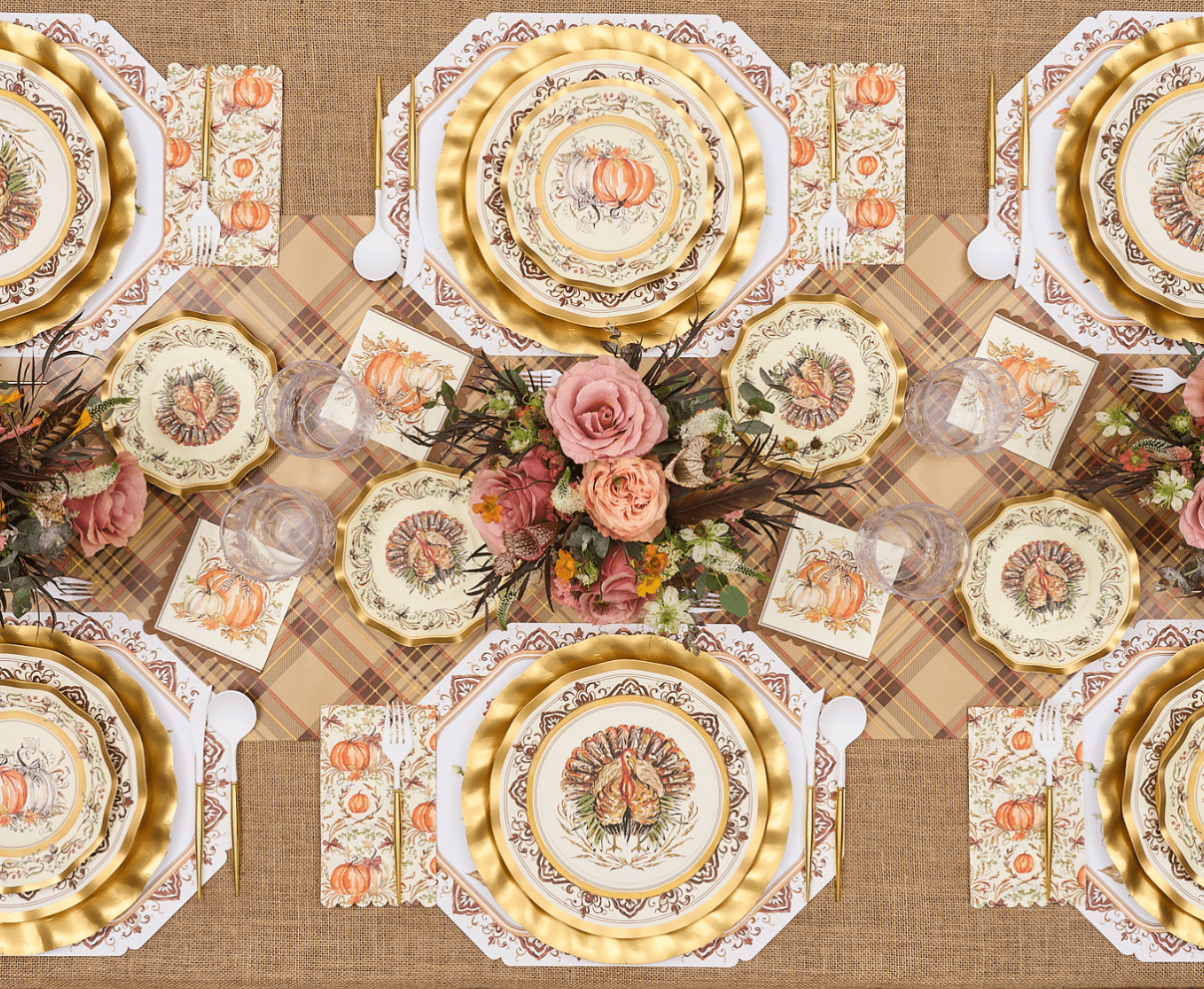 Turkey & Gourds Dinner Plates/8pk - themonogram manor