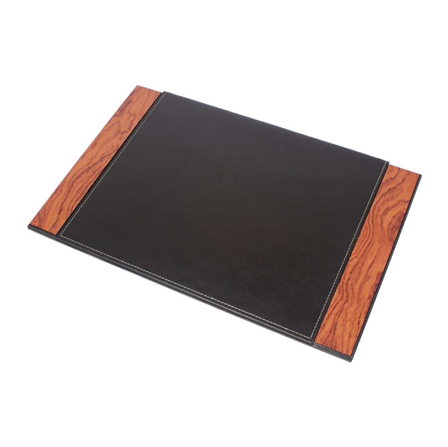 MOOG Leather Desk Pad | Prestige Desk Pad Mahogany Wood Combination - Bordeaux Leather - themonogram manor