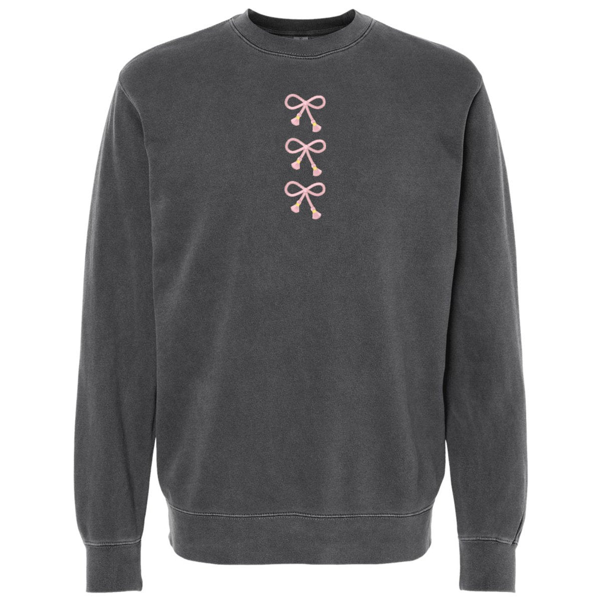 Embroidered Tasseled 'Bows' Cozy Crew - themonogram manor
