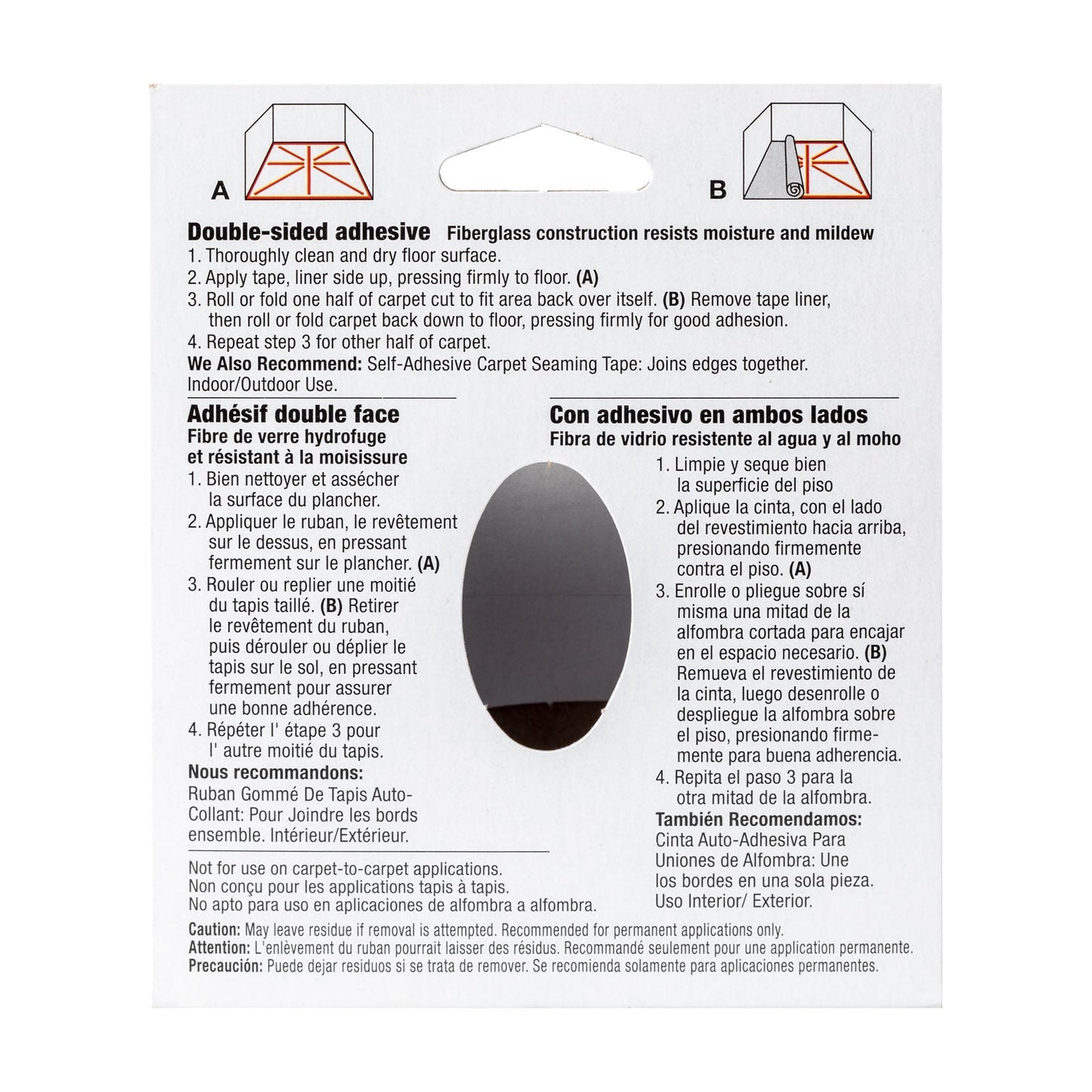 Duck Carpet Tape, 3" Core, 1.88" x 75 ft, White - themonogram manor