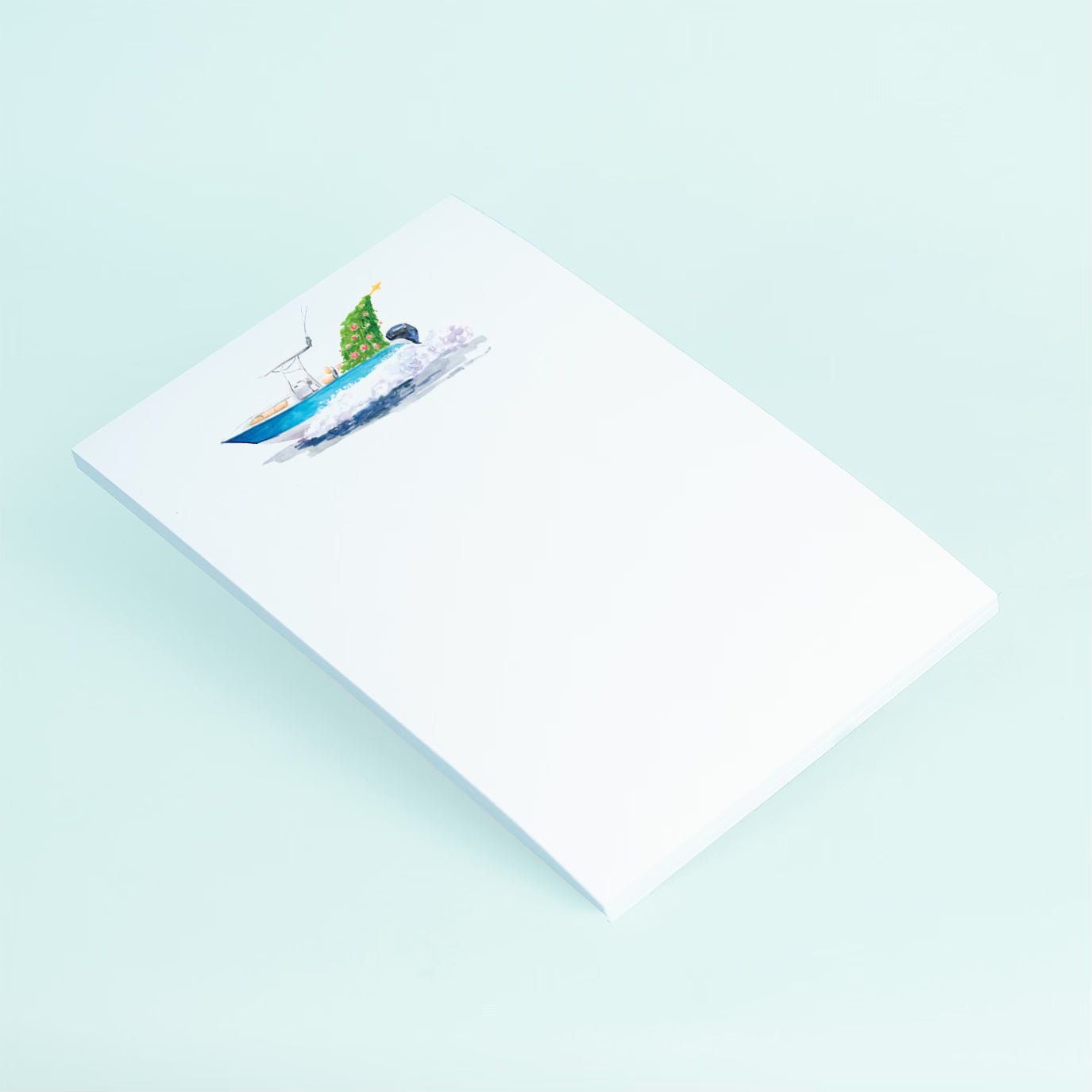 Christmas Fishing Boat Notepad - themonogram manor