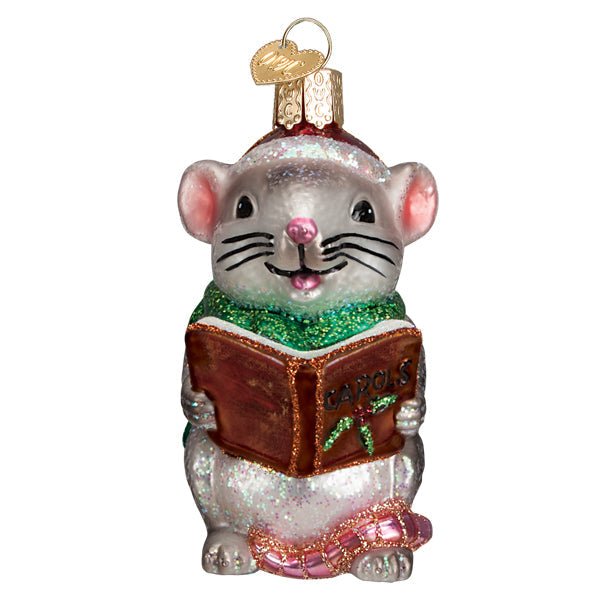 Grey Caroling Mouse Ornament - themonogram manor