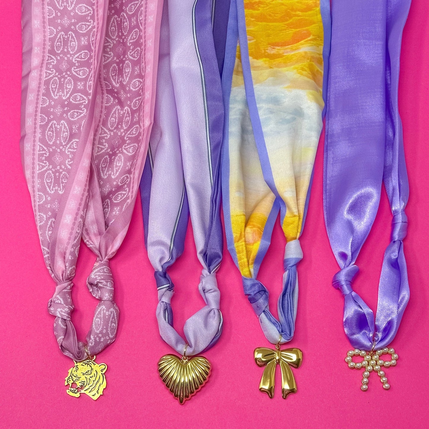 Game Day Scarf Charm Necklace - More Purple and Gold - themonogram manor