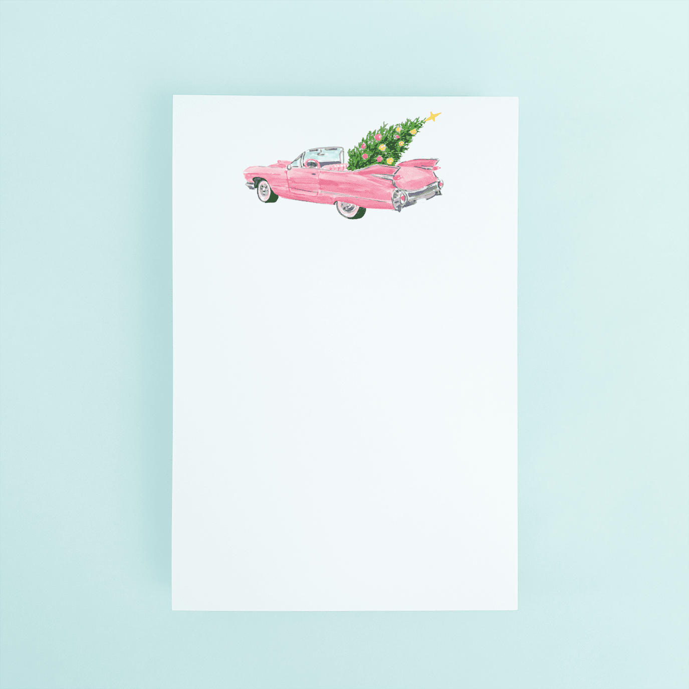 Pink Christmas Cadillac Notepad - themonogram manor