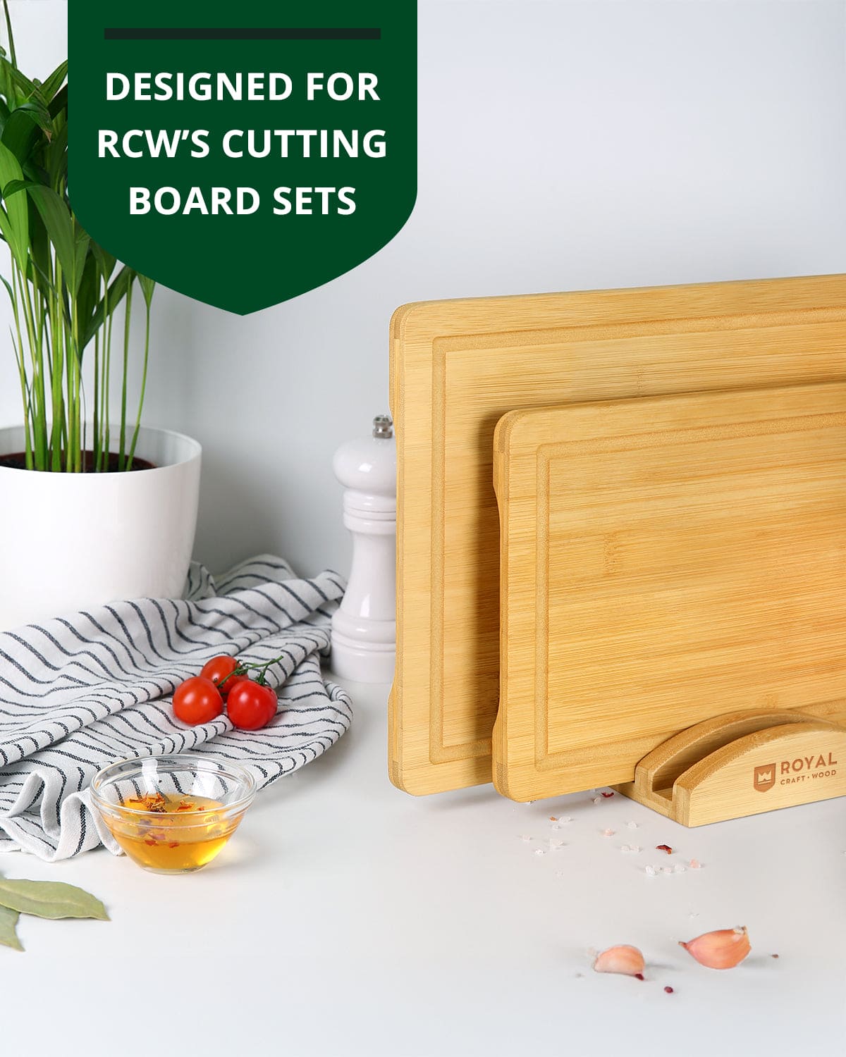 Cutting Board Stand with 3 Slots, Natural - themonogram manor