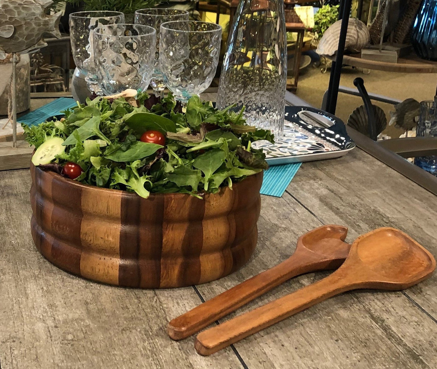 Extra Large Salad Bowl with Servers - 330C3 - themonogram manor