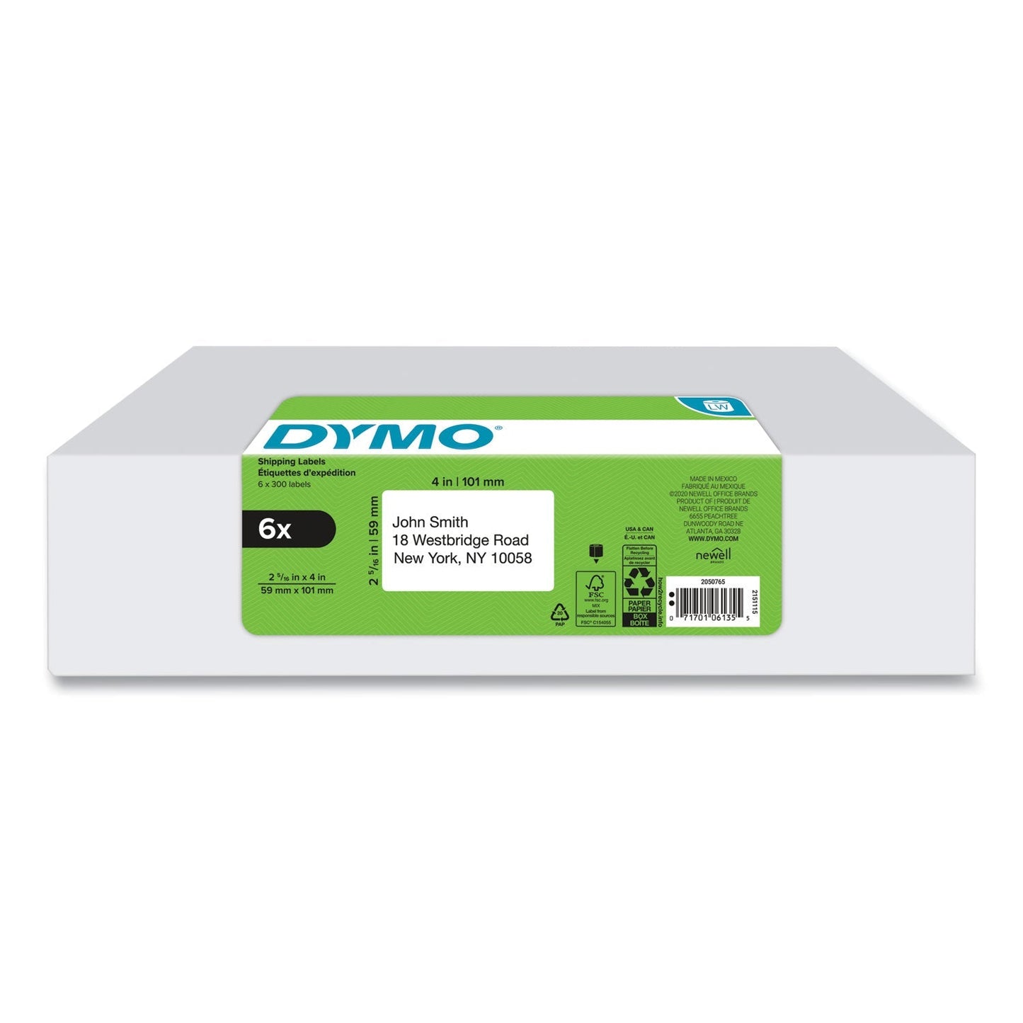 DYMO LW Shipping Labels, 2.31" x 4", White, 300 Labels/Roll, 6 Rolls/Pack - themonogram manor