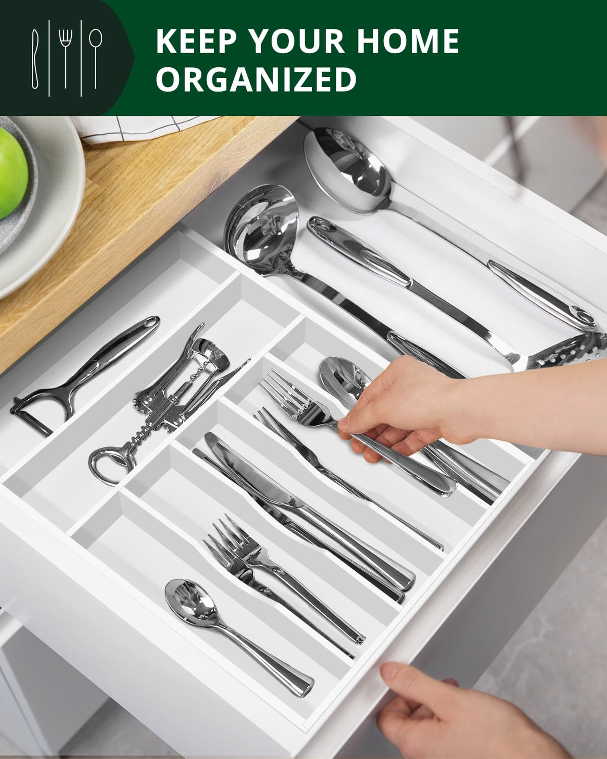 Basic Silverware Drawer Organizer, White - themonogram manor