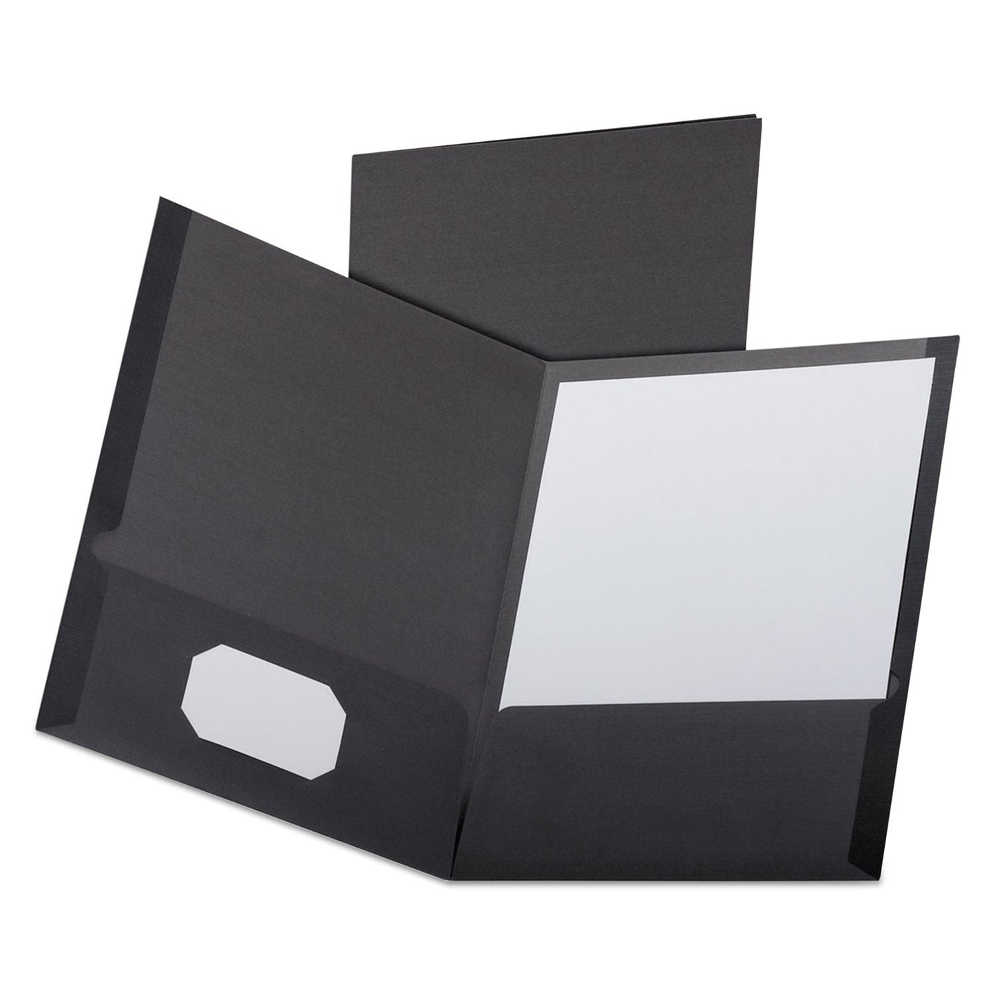 Oxford Linen Finish Twin Pocket Folders, 100 - Sheet Capacity, 11 x 8.5, Black, 25/Box - themonogram manor